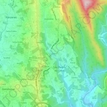 Covilhã topographic map, elevation, terrain