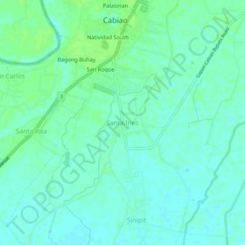 Santa Ines topographic map, elevation, terrain