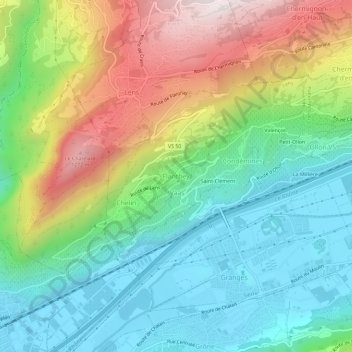 Flanthey topographic map, elevation, terrain
