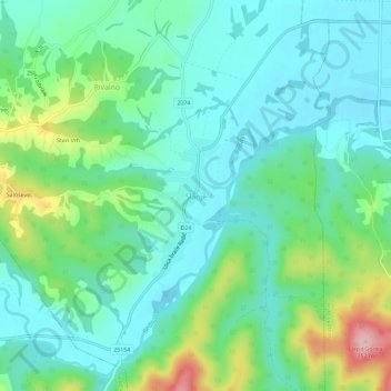 Slanje topographic map, elevation, terrain