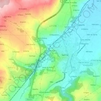 Veiga de Abaixo topographic map, elevation, terrain