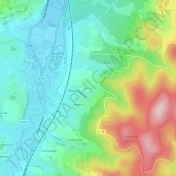 Les Cas topographic map, elevation, terrain