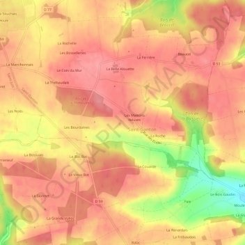 Le Breil topographic map, elevation, terrain