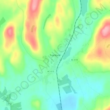 Tvärålund topographic map, elevation, terrain