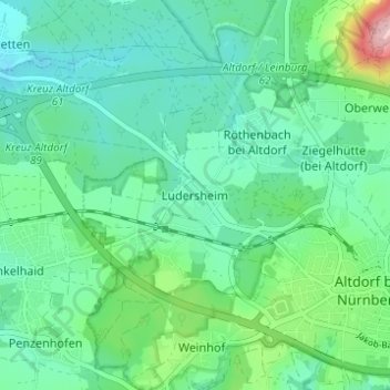 Ludersheim topographic map, elevation, terrain