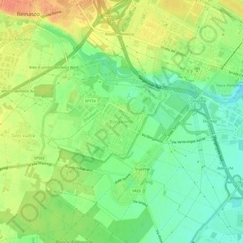 Borgaretto topographic map, elevation, terrain