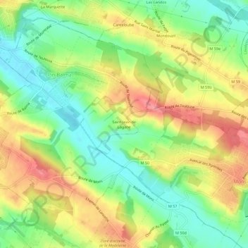 Saint-Jean de Lagane topographic map, elevation, terrain