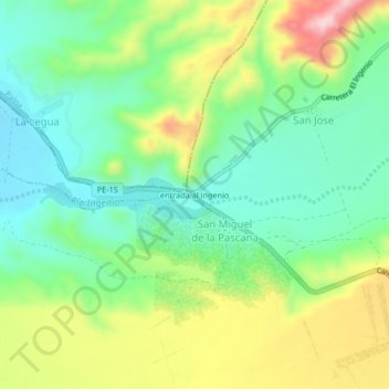 entrada al ingenio topographic map, elevation, terrain