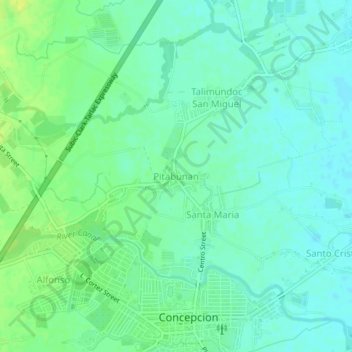Pitabunan topographic map, elevation, terrain