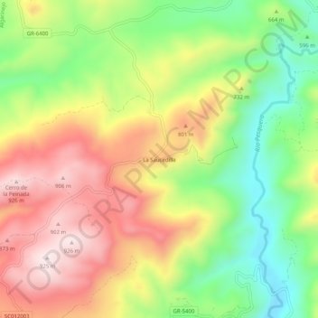 La Saucedilla topographic map, elevation, terrain