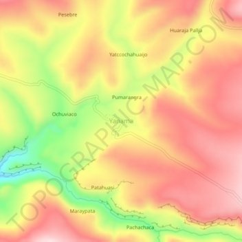 Yanama topographic map, elevation, terrain