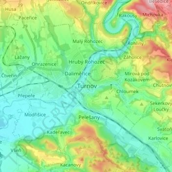 Turnau topographic map, elevation, terrain