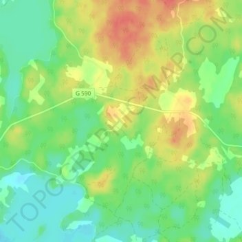 Liavangen topographic map, elevation, terrain