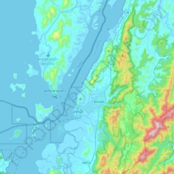 Pak Nam Tha Ruea topographic map, elevation, terrain
