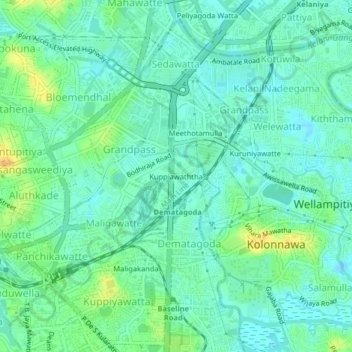 Kuppiawaththa topographic map, elevation, terrain