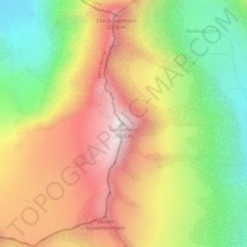 Sustenhorn topographic map, elevation, terrain
