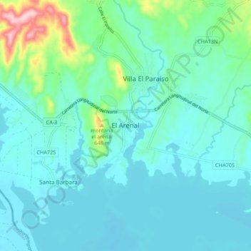 El Arenal topographic map, elevation, terrain