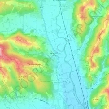 Zöbing an der Raab topographic map, elevation, terrain