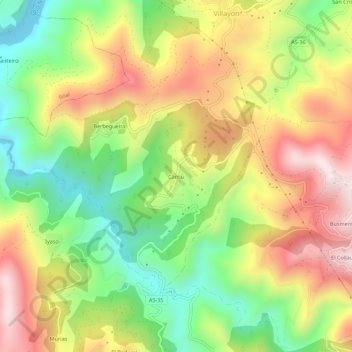 Carriu topographic map, elevation, terrain