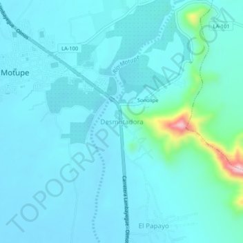 Desmotadora topographic map, elevation, terrain