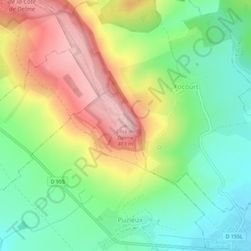 Côte de Delme topographic map, elevation, terrain