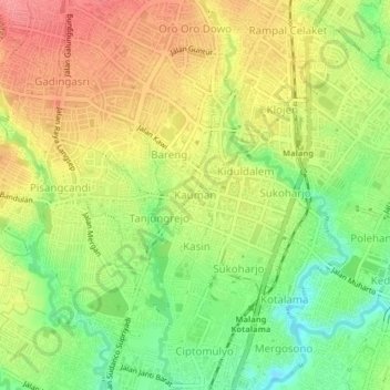 Kauman topographic map, elevation, terrain