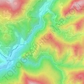 Les Crottes topographic map, elevation, terrain