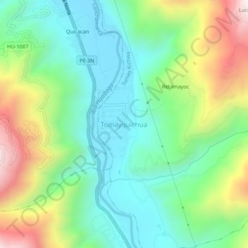 Tomayquichua topographic map, elevation, terrain
