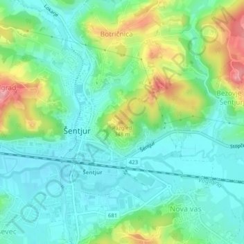 Razgled topographic map, elevation, terrain