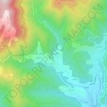 Mas de Sarrot topographic map, elevation, terrain