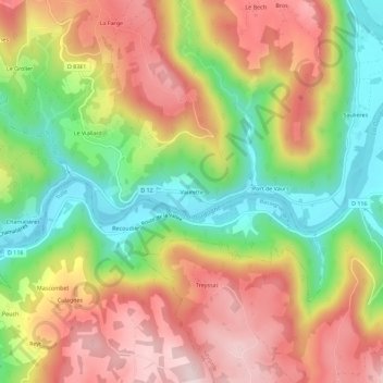 Vaurette topographic map, elevation, terrain