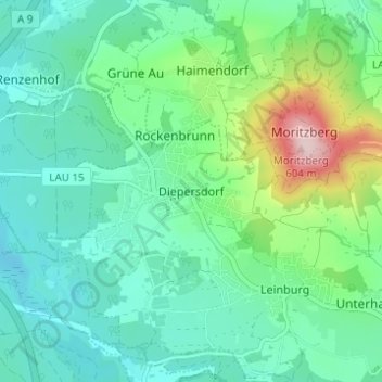 Diepersdorf topographic map, elevation, terrain