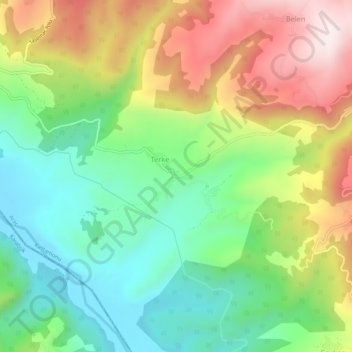 Terke topographic map, elevation, terrain