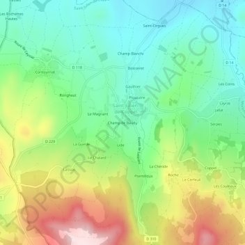 Champ de Baudy topographic map, elevation, terrain