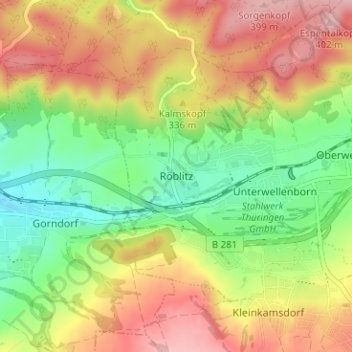Röblitz topographic map, elevation, terrain