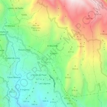 El Valle topographic map, elevation, terrain