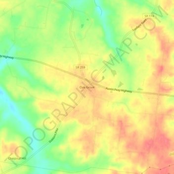 Oak Grove topographic map, elevation, terrain