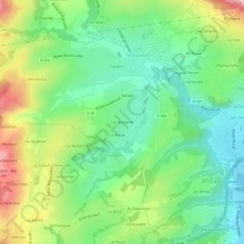 Les Bottières topographic map, elevation, terrain