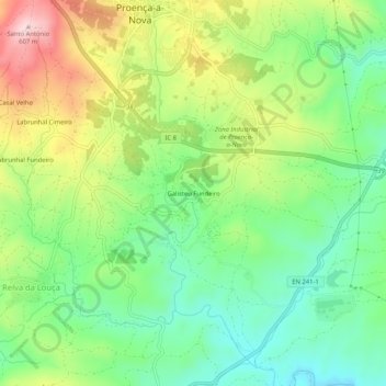 Galisteu Fundeiro topographic map, elevation, terrain