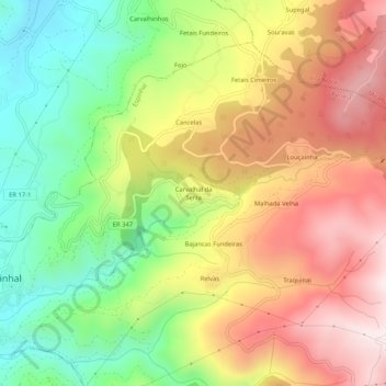 Carvalhal da Serra topographic map, elevation, terrain