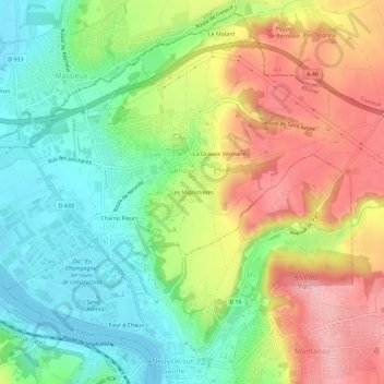 Les Mignotières topographic map, elevation, terrain