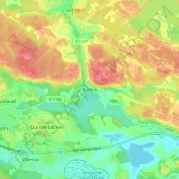 Butbro topographic map, elevation, terrain