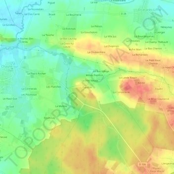 Papillon topographic map, elevation, terrain