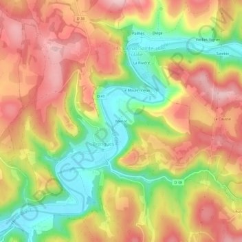 Merlet topographic map, elevation, terrain