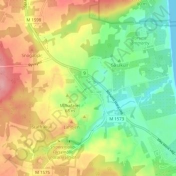 Rörum topographic map, elevation, terrain