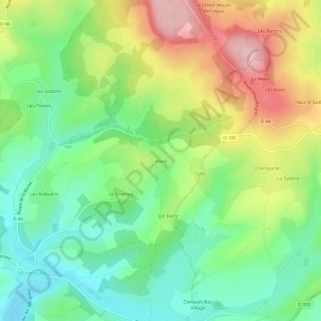 Viard topographic map, elevation, terrain
