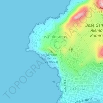 Mirador de Las Coloradas topographic map, elevation, terrain