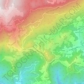 Tezetta topographic map, elevation, terrain