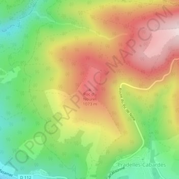 Roc du Nouret topographic map, elevation, terrain