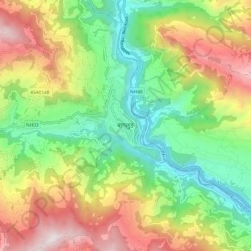 Baglung topographic map, elevation, terrain
